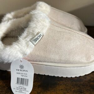 Texlina cream plush faux Fur Slippers